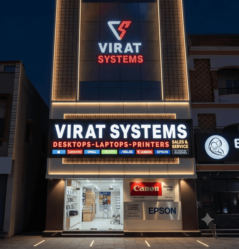 Virat Systems showroom interior in Ongole